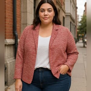 Talbots Red Herringbone Tweed Blazer